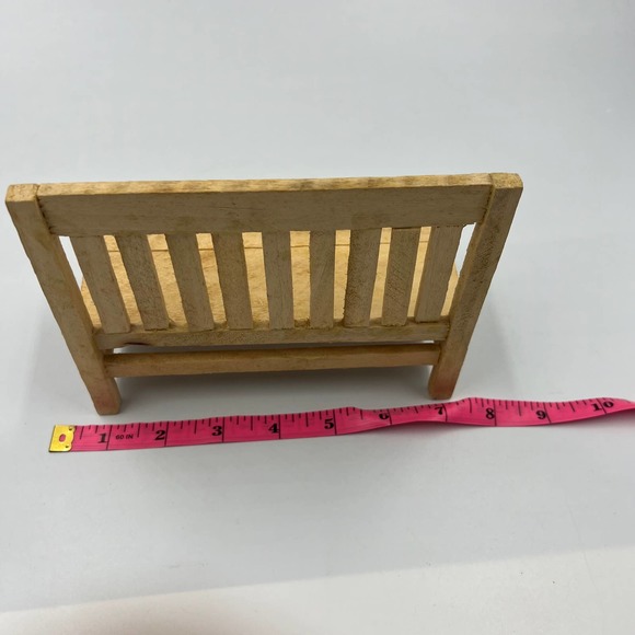 Vintage Dollhouse Furniture Miniature Wooden Entry/ Outdoor Bench Light Oak - Picture 4 of 8